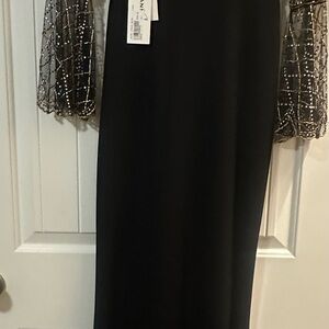 Elegant Black Dress with Beaded Sleeves
